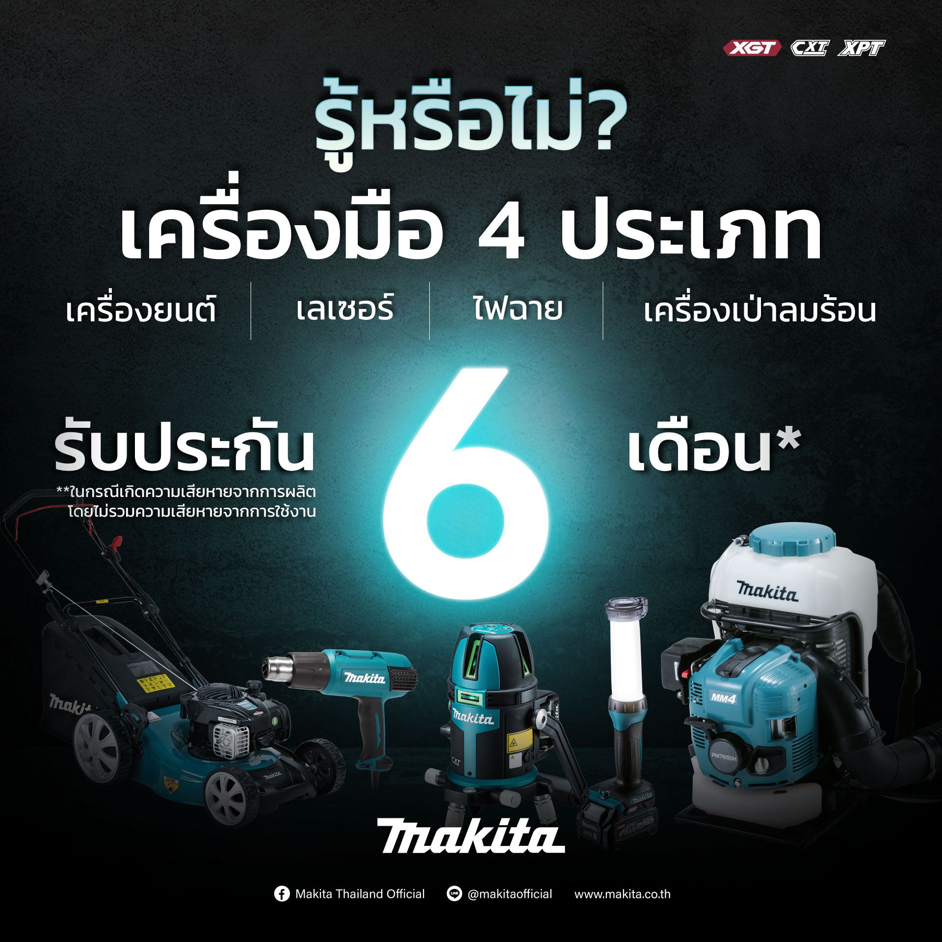 เครื่องมือ 4 ประเภทที่ MAKITA รับประกัน6เดือน